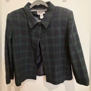 Pendleton Women's Dark Green Plaid Blazer Petite Vintage